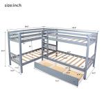 Harper & Bright Designs Twin L-Shaped Bunk Bed with Storage Drawers, Wooden Bunk Bed for 4, Grey