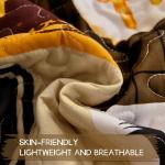 Luxudecor Halloween Quilt Set Queen Orange Cartoon Patchwork Bedspread Pumpkin Skull Witch Hat Bat Cobweb Festival Themed Bedding Set Reversible Soft Microfiber Bed Cover for Autumn (3pcs, 96"x90")