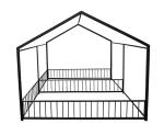 PVWIIK Double Montessori Floor Bed with Fence & Roof for Two Kids Teens Boys Girls,Twin Floor Bed,Easy Assemble,No Box Spring Needed, Black