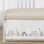 Sweet Jojo Designs 4-Piece Baby Crib Bedding Set (100% Cotton Jungle Animals) for Boys or Girls, Infants/Nursery incl. Blanket, Fitted Sheet, Skirt, Diaper Stacker (Neutral, Wildlife Safari, Elephant)