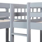 Harper & Bright Designs Twin L-Shaped Bunk Bed with Storage Drawers, Wooden Bunk Bed for 4, Grey