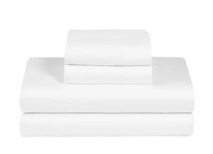 Feather & Stitch Softest 100% Cotton Sheets, 300 Thread Count Percale Weave Bedding, 16" Deep Pocket, Cooling Sheets, Breathable Bed Set, Hotel Premium Quality (King White)