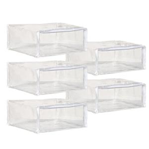 Glenna Jean 5 Pack Clear Zippered Storage Bags for Clothes,Closet Organizers and Storage Containers Vinyl Moving Bag for Bedding, Linen, Blankets, Comforters, Clothing & Toys SIZE 4 x 11 x 10"