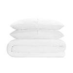 SERTA Simply Clean Ultra Soft 3 Piece Hypoallergenic Stain Resistant Pleated Duvet Cover Set, Full/Queen, White