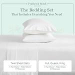 Feather & Stitch Softest 100% Cotton Sheets, 300 Thread Count Percale Weave Bedding, 16" Deep Pocket, Cooling Sheets, Breathable Bed Set, Hotel Premium Quality (King White)