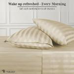 URBANHUT 800 Thread Count Egyptian Cotton Damask Striped King Size Sheets Set (4 Pc) - Ultra Soft & Smooth, Sateen Weave King Size Sheets, Luxury Hotel Sheets with 16" Deep Pocket - Sand