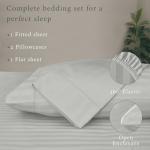 Threadmill 500 Thread Count Queen Size Damask Stripe, 4 Pc Luxury Cotton Bedding Set, Breathable Light Grey Sheets with 16" Elasticized Deep Pocket, 2 Pillowcases & Free Tote Bag