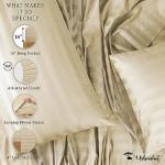 URBANHUT 800 Thread Count Egyptian Cotton Damask Striped King Size Sheets Set (4 Pc) - Ultra Soft & Smooth, Sateen Weave King Size Sheets, Luxury Hotel Sheets with 16" Deep Pocket - Sand