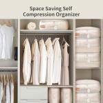 DIMJ Comforter Storage Bag 4 Pack - Blanket Storage Organizer Compression Bags, Large Capacity Ultra Space Saving Self Compression Organize for Bedding, Pillow, Duvet, Sheet Storage with Zipper Window