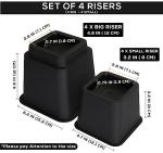 Utopia Bedding Adjustable Bed Furniture Risers - Elevation in Heights 3, 5 or 8 Inch Heavy Duty Risers for Beds and Under Bed Storage - Supports up to 1,300 lbs - (Set of 9 Riser, Black)