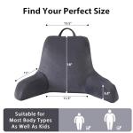 IPYNBAP Back Pillow for Bed Sitting up, Reading Pillow for Sitting in Bed Adult, Back Support Pillow, Memory Foam Sit up Lounge Backrest Pillow with Arms for TV, Couch, Chair, Dorm, 18 Inch, Grey