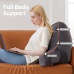 IPYNBAP Back Pillow for Bed Sitting up, Reading Pillow for Sitting in Bed Adult, Back Support Pillow, Memory Foam Sit up Lounge Backrest Pillow with Arms for TV, Couch, Chair, Dorm, 18 Inch, Grey