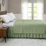 FreshCulture Queen Bed Skirt, Elastic Wrap Around Bed Skirt Queen Size, Bed Skirts for Adjustable Bed, Easy Fit with 15-Inch Tailored Drop, Hotel Quality Dust Ruffle for Queen Bed (Sage Green)