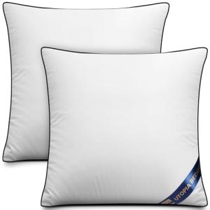 Utopia Bedding Throw Pillow Inserts (Pack of 2, White), 18 x 18 Inches Decorative Indoor Pillows for Sofa, Bed, Couch, Cushion Sham Stuffer