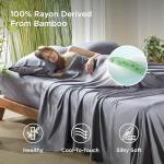 Bedsure GentleSoft Queen Sheet Set, Cooling Sheets for Queen Size Bed Set, Rayon Derived from Bamboo, Breathable & Soft, Deep Pocket Up to 16", Hotel Luxury Silky Bedding for Hot Sleepers, Dark Grey