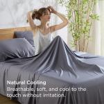 Bedsure GentleSoft Queen Sheet Set, Cooling Sheets for Queen Size Bed Set, Rayon Derived from Bamboo, Breathable & Soft, Deep Pocket Up to 16", Hotel Luxury Silky Bedding for Hot Sleepers, Dark Grey