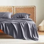 Bedsure GentleSoft Queen Sheet Set, Cooling Sheets for Queen Size Bed Set, Rayon Derived from Bamboo, Breathable & Soft, Deep Pocket Up to 16", Hotel Luxury Silky Bedding for Hot Sleepers, Dark Grey