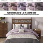 Madison Park Serene Faux Silk Comforter Set - Floral Embroidery Design, All Season Bedding Set, Matching Bed Skirt, Decorative Pillows, Purple King(104"x92") 7 Piece