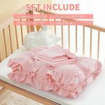 HOMBYS 4 Pieces Pink Princess Toddler Bedding Set for Girls Kids, Ultra Soft Blush Pinch Pleat Comforter Set with Ruffles for All Season