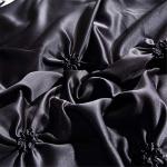 Erosebridal Pinch Pleated Duvet Cover Set Black Full Size Silk Like Satin Pintuck Bedding Set with Zipper Ruffle Design Luxury & Microfiber Comforter Cover Pintuck Decorative Bedspread Cover