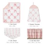 Sweet Jojo Designs 4-Piece Baby Crib Bedding Set (Pink Bows) for Girls, Infants/Nursery incl. Blanket, Fitted Sheet, Skirt, Diaper Stacker (Ruffles, Bow, Ballet Dancer, Ballerina Princess Collection)