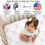 Sweet Jojo Designs 4-Piece Baby Crib Bedding Set (Pink Bows) for Girls, Infants/Nursery incl. Blanket, Fitted Sheet, Skirt, Diaper Stacker (Ruffles, Bow, Ballet Dancer, Ballerina Princess Collection)