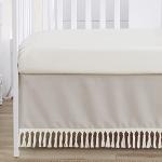 Sweet Jojo Designs 4-Piece Baby Crib Bedding Set (Boho Chic) for Boys or Girls, Infants/Nursery incl. Blanket, Fitted Sheet, Skirt, Diaper Stacker (Linen, Beige, Neutral, Modern Farmhouse, Shabby)