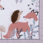 NoJo Little Love Woodland Meadow Taupe, Sage, and White Deer, Fox, and Hedgehog 3 Piece Nursery Crib Bedding Set - Comforter, Fitted Crib Sheet and Crib Skirt