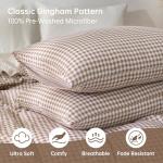 YHJWW Tan Gingham Duvet Cover Bedding Set Prewashed Extra Soft Comfy Breathable 3 Piece Brown Plaid Checkered Grid Fall Comforter Cover Set Cute Aesthetic (Queen 90"x90", No Comforter)