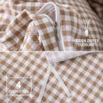 YHJWW Tan Gingham Duvet Cover Bedding Set Prewashed Extra Soft Comfy Breathable 3 Piece Brown Plaid Checkered Grid Fall Comforter Cover Set Cute Aesthetic (Queen 90"x90", No Comforter)