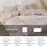 YHJWW Tan Gingham Duvet Cover Bedding Set Prewashed Extra Soft Comfy Breathable 3 Piece Brown Plaid Checkered Grid Fall Comforter Cover Set Cute Aesthetic (Queen 90"x90", No Comforter)