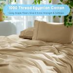 SONORO KATE 100% Egyptian Cotton Sheets Set, Extra Deep Pocket up to 18"-24",1000 High Thread Count, Soft & Breathable 5-Star Hotel Sateen Bed Sheets - 4 PC (Beige,King)