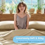SONORO KATE 100% Egyptian Cotton Sheets Set, Extra Deep Pocket up to 18"-24",1000 High Thread Count, Soft & Breathable 5-Star Hotel Sateen Bed Sheets - 4 PC (Beige,King)