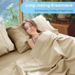 SONORO KATE 100% Egyptian Cotton Sheets Set, Extra Deep Pocket up to 18"-24",1000 High Thread Count, Soft & Breathable 5-Star Hotel Sateen Bed Sheets - 4 PC (Beige,King)