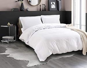 Elegant Comfort Luxury 3-Piece Duvet Cover Set - 1500 Premium Hotel Quality Microfiber Hotel Collection - Comforter Cover with Button Closure and Shams, Full/Queen, White