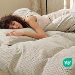 PHF Waffle Weave Duvet Cover Set King Size, No Snagging Ultra Soft Luxury Textured Breathable Comforter Cover for All Season 3pcs, Durable Bedding Duvet Set with 2 Pillow Shams, 104"x90", Linen