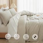 PHF Waffle Weave Duvet Cover Set King Size, No Snagging Ultra Soft Luxury Textured Breathable Comforter Cover for All Season 3pcs, Durable Bedding Duvet Set with 2 Pillow Shams, 104"x90", Linen