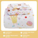 Viviland Cake Dessert Toddler Comforter Sets, Cute Ice-Cream Girls Toddler Bedding Set, Soft Microfiber Yellow Toddler Bed Set