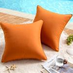 MIULEE Pack of 2 Decorative Outdoor Waterproof Pillow Covers Square Garden Cushion Sham Throw Pillowcase Shell for Fall Patio Tent Couch 18x18 Inch Burnt Orange