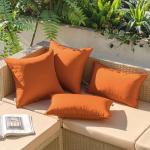 MIULEE Pack of 2 Decorative Outdoor Waterproof Pillow Covers Square Garden Cushion Sham Throw Pillowcase Shell for Fall Patio Tent Couch 18x18 Inch Burnt Orange
