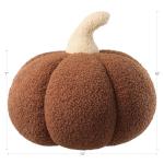 Phantoscope Teddy Fleece Pumpkin Throw Pillows, Halloween Happy Halloween Sherpa Fall Decorative Pumpkin Shaped Pillow Cute 3D Shaped Cushion, Brown, 10 x 14 inches