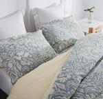 SLEEPBELLA Duvet Cover King Size, 600 Thread Count Cotton Beige & Bluish Grey Printed with Luxurious Leaves Pattern Reversible Botanical Comforter Cover Sets, Bedding Set 3Pcs (King, Beige Paisley)