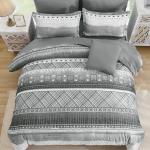 WONGS BEDDING 8 Piece King Size Comforter Set, Texture Striped Bed in a Bag Grey Comforter and Sheet Set, Boho Lightweight Microfiber Bedding Set for All Season (90"×104")