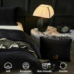 WARMDERN Black Flannel Velvet Duvet Cover King Size Duvet Cover Bedding Sets, 3pcs Ultra Soft Luxury Textured Modern Crystal Velvet Duvet Covers with Zipper Closure(Black, King)