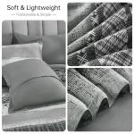 WONGS BEDDING 8 Piece King Size Comforter Set, Texture Striped Bed in a Bag Grey Comforter and Sheet Set, Boho Lightweight Microfiber Bedding Set for All Season (90"×104")