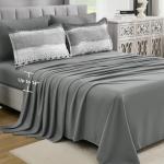 WONGS BEDDING 8 Piece King Size Comforter Set, Texture Striped Bed in a Bag Grey Comforter and Sheet Set, Boho Lightweight Microfiber Bedding Set for All Season (90"×104")
