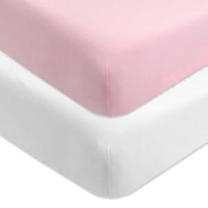 HonestBaby unisex-baby Classics Fitted Crib Sheets Set Standard Mattress, 100% Organic Cotton Baby Boys, Girls, Neutral, 1 Pack - Bright White, One Size