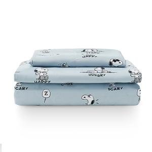 Berkshire Blanket Peanuts® Kids Sheet Set, Twin Size - 3 Pieces, Peanuts® Snoopy Different Emotion Sheet Scale Murky Blue, Cute Character Snoopy Printed Soft Microfiber Bed Sheets