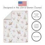 Sweet Jojo Designs 4-Piece Baby Crib Bedding Set (Woodland Deer Floral) for Girls, Infants/Nursery incl. Blanket, Fitted Sheet, Skirt, Diaper Stacker (Boho, Bohemian, Watercolor, Pink, Mint Green)