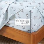 Berkshire Blanket Peanuts® Kids Sheet Set, Twin Size - 3 Pieces, Peanuts® Snoopy Different Emotion Sheet Scale Murky Blue, Cute Character Snoopy Printed Soft Microfiber Bed Sheets